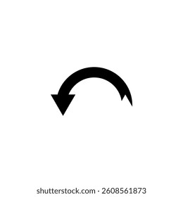 Curved semicircular arrow. Round minimalist arrow. Vector illustration on a white background. 
