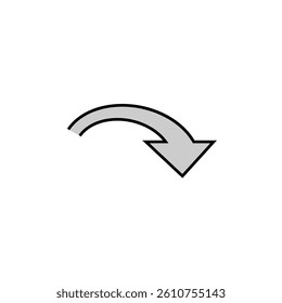 Curved semicircular arrow. Round minimalist arrow. Vector illustration on a white background. 