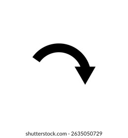 Curved semicircular arrow. Round minimalist arrow. Vector illustration on a white background. 