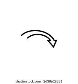 Curved semicircular arrow. Round minimalist arrow. Vector illustration on a white background. 