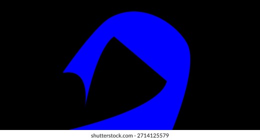 the curved shape is bright blue on a black background