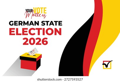 Design de cartaz de forma curva para a eleição estadual da Alemanha 2026 com estética moderna suave