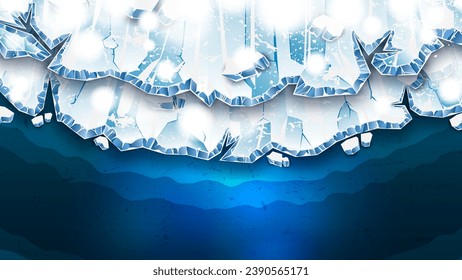 Curved Shaped Ice Cracks As Winter Background