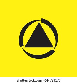 curved shaped objects and triangle design logo