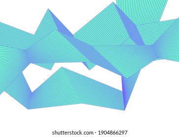 Curved sharp corners many streak. Abstract vertical broken stripes on white background isolated. Creative band art. Colors lines created using Blend Tool