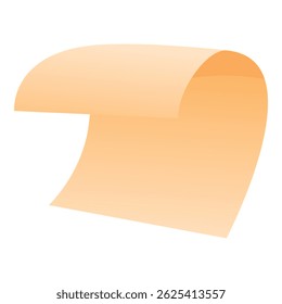 Curved sheet of light orange paper creating a dynamic and wavy visual effect