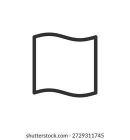 Planilha curva, ícone linear. Material flexível, como tecido ou papel. Linha com traçado editável.