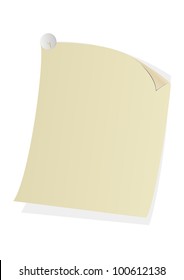 curved sheet for notes holds  pin isolated with white background