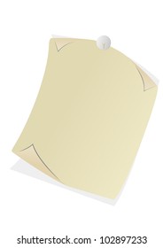 curved sheet for notes holds  pin isolated with white background