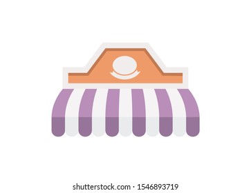 Curved shop roof, simple flat illustration