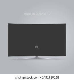 Curved smart LED HD TV series isolated on gray background, vector illustration