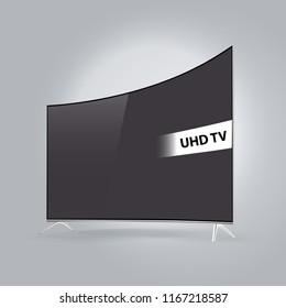 Curved smart LED TV series isolated on gray background