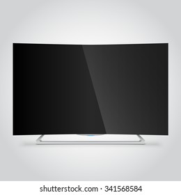 Curved Smart TV, realistic vector mock-up with blank screen