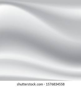 Curved smooth silver gradient fabric background.