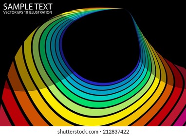 Curved space rainbow painted background illustration - Vector colorful striped abstract background  template