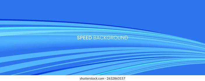 Curved Speed Lines on Night Blue Background. Technology velocity movement pattern for banner