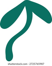 Brote curvado con dos hojas y un tallo liso en dibujo de línea de dibujos animados. Símbolo de crecimiento, Renovación, startup, naturaleza y futuro ecológico, optimismo, progreso de semillero. Ilustración vectorial de dibujos animados.