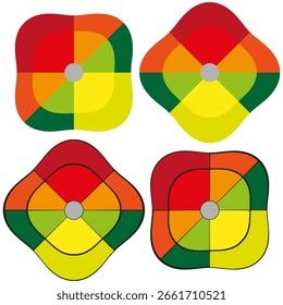 Curved square icon. Color patch shapes. Organic grid Vector. Rainbow tile emblem. EPS 10.