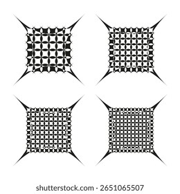 Curved square icon. Star corner pattern. Geometric grid Vector. Dynamic frame design.