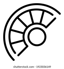 Kurviges Treppensymbol. Rahmengebogene Treppe, Vektorsymbol für Webdesign einzeln auf weißem Hintergrund