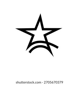 Logo mit gekrümmter Sternlinie. Sternzeilenvektor. Sternschnuppe