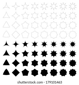 Curved star silhouette collection - vector version