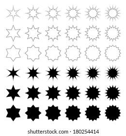 Curved star silhouette collection - vector version