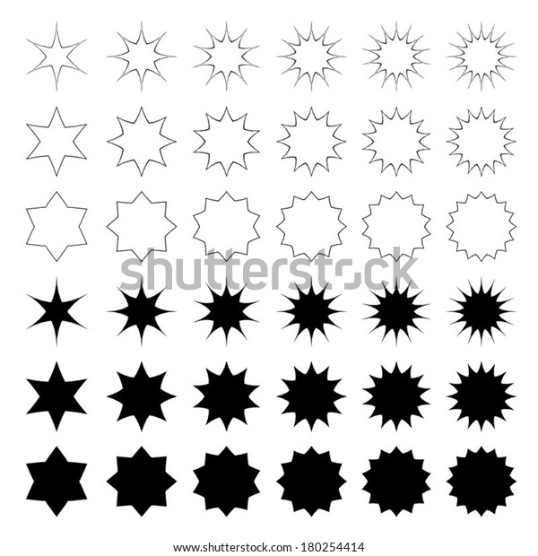 Curved Star Silhouette Collection Vector Version Stock Vector (Royalty ...