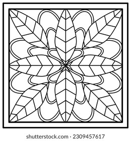 Curved Steel design. leaf and stem line in square. Art Deco. Vector