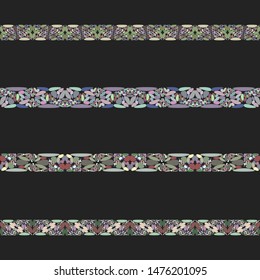 Curved stone mosaic divider line set - vector design elements