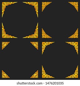 Curved stone mosaic page border design set - vector design elements