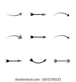 Ilustraciones de flecha curva y recta.
