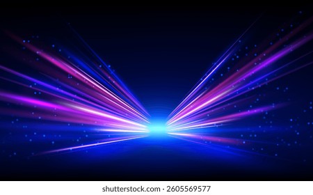 Curved streaks of light a dark background symbolizing motion and high speed upward light trails capture the energy of fast cars perfect for banners