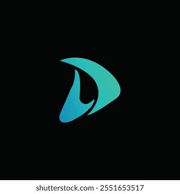 Curved strip shaped letter d icon logo