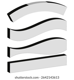 Curved stripe elements. Wavy line divider. Smooth shape vector. Abstract flowing bands.