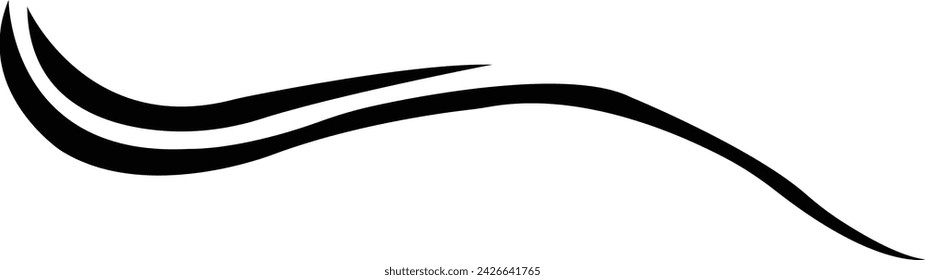 Curved stripes calligraphy element vector calligraphy sea wave elegantly curved ribbon logo, Swashes swoops and swishes calligraphy signs. Underlines hand drawn strokes. Vector symbols.