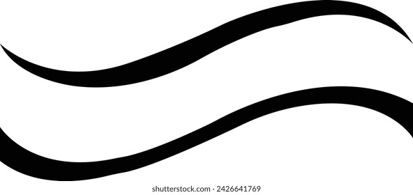 Curved stripes calligraphy element vector calligraphy sea wave elegantly curved ribbon logo, Swashes swoops and swishes calligraphy signs. Underlines hand drawn strokes. Vector symbols.