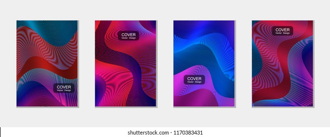 Curved stripes cover vector, wavy lines pattern, colorful minimalist background. Vertical banner, brochure or card backdrop graphic design. Abstract stripes texture, wavy lines cover geometric design.