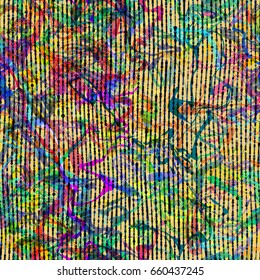 Curved stripes, small circles. Seamless pattern for fabric, wrapping, home decor.