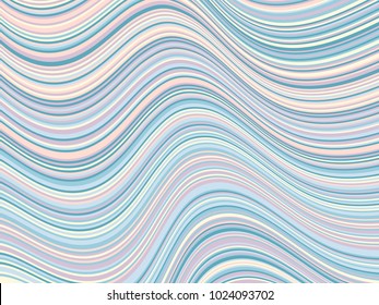 Curved stripes vector, wavy lines pattern, colorful minimalist background. Horizontal banner or card backdrop graphic design. Abstract stripes texture, wavy lines image in teal blue, pink, purple.