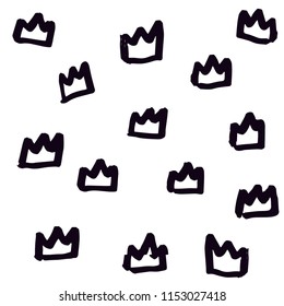 curved stroke king crown drawn black felt pen doodle pattern