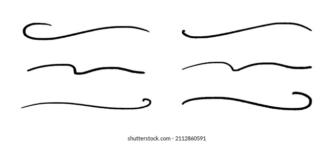 Curved Strokes. Set Of Squiggly Lines Isolated. Vector Illustration Of Black Underline Swash On A White Background.