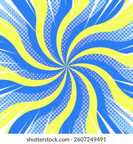 Curved Sunburst, Halftone Dot Pattern, Radiating Lines, Pop Design, Square Size