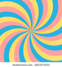Curved Sunburst, Halftone Dot Pattern, Pop Design, Square Size