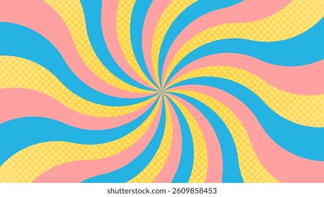 Curved Sunburst, Halftone Dot Pattern, Pop Design