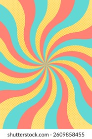 Curved Sunburst, Halftone Dot Pattern, Pop Design, Vertical