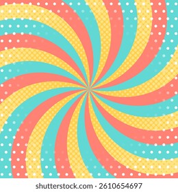 Curved Sunburst, Halftone Dot Pattern, Pop Design, Square Size
