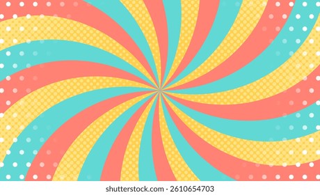 Curved Sunburst, Halftone Dot Pattern, Pop Design