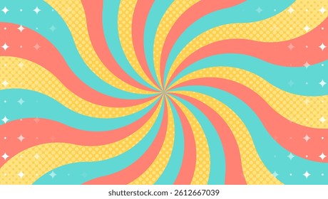 Curved Sunburst, Halftone Dot Pattern, Light Effect, Pop Design
