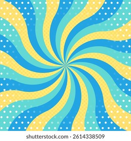 Curved Sunburst, Halftone Dot Pattern, Pop Design, Square Size